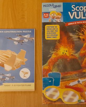Giochi educativi kit vulcano+puzzle legno