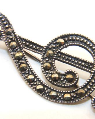 Splendida spilla chiave di violino argento marcasi
