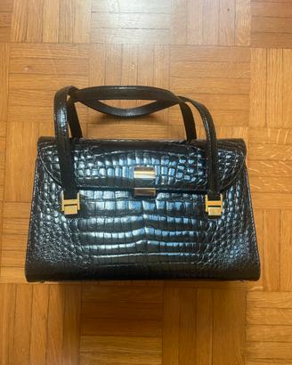 Borsa in vera pelle di coccodrillo baby centrato