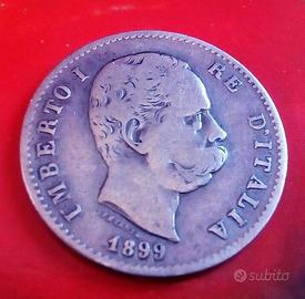 Moneta "1 LIRA" in Argento Re UMBERTO I conio 1899
