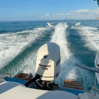 Barca semicabinato con motore fuoribordo