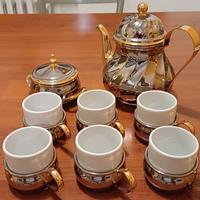 Servizio da tè placcato argento e tazze ceramica