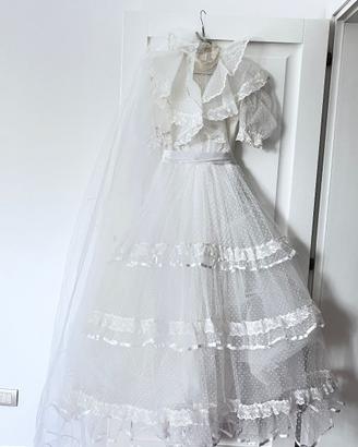 Abito  da Sposa anni 80 completo di ampio tulle