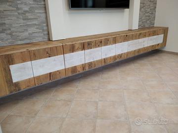 porta tv in legno vecchio sospeso ante push pull
