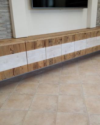 porta tv in legno vecchio sospeso ante push pull