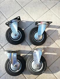 Ruota ruote rotelle Ø 125 gomma staffa acciaio