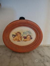 quadretto in legno con angeli in decoupage
