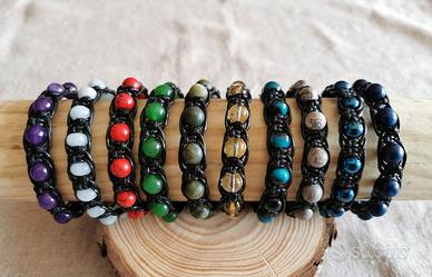 Bracciale doppio cordino – Pietre 8mm  regolabile