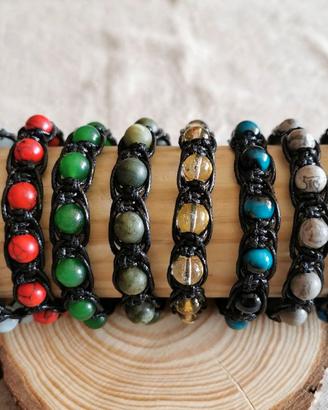 Bracciale doppio cordino – Pietre 8mm  regolabile