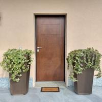 coppia di vasi da giardino in metallo