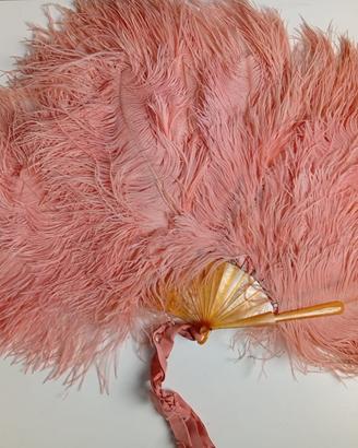 Enorme ventaglio piume di struzzo Rosa e Bachelite