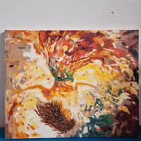 Quadro con figura femminile in abito giallo