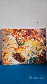 Quadro con figura femminile in abito giallo