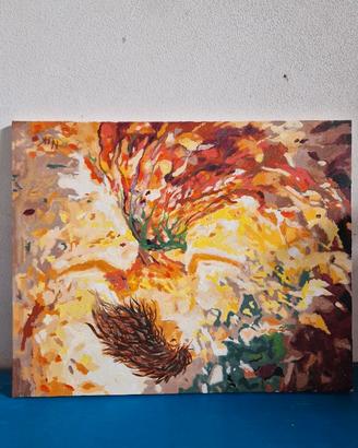 Quadro con figura femminile in abito giallo