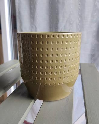 Vaso/portavaso in ceramica verde oliva