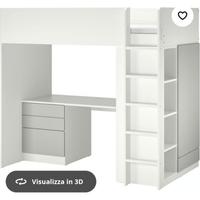 SMÅSTAD letto a soppalco con armadio e scrivania