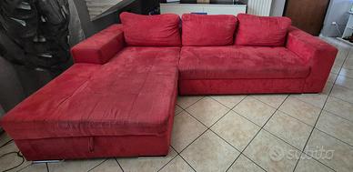 Divano letto con chaise longue contenitore