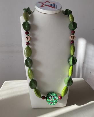 Collana con medaglione Dagda dipinto e reversibile