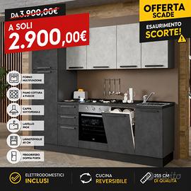 Cucina 255 cm con elettrodomestici e lavastoviglie