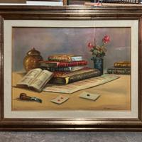 Dipinto  olio più cornice natura  morta di R. Mora