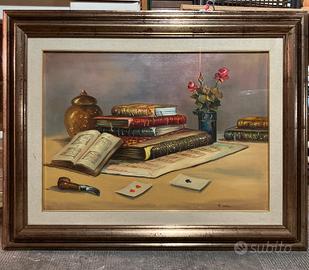 Dipinto  olio più cornice natura  morta di R. Mora