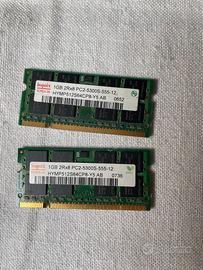 2 GB (1 gb + 1gb) RAM PC portatile SODIMM Hynix