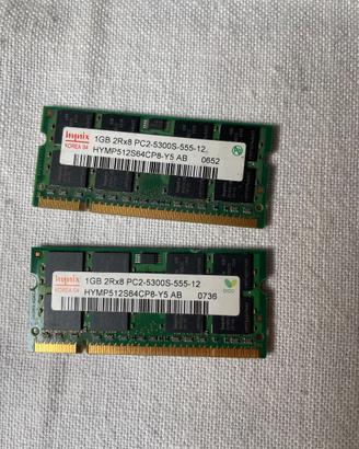 2 GB (1 gb + 1gb) RAM PC portatile SODIMM Hynix