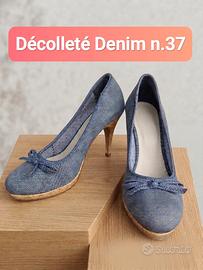 décolleté denim plateau n. 37