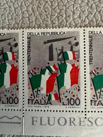 N. 4 francobolli Italia Trentennale 1976