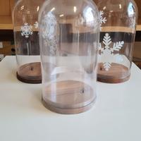 Campana di vetro e legno cloche decorativa