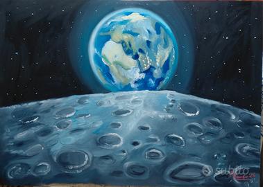 la Terra vista dalla Luna olio su tavola|Arte
