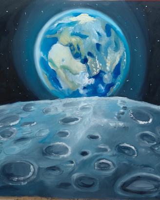 la Terra vista dalla Luna olio su tavola|Arte