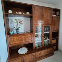 parete attrezzata vero legno, arte povera.