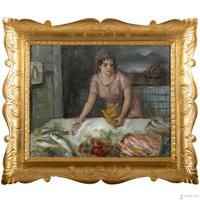 GAETANO BOCCHETTI - La pescivendola - olio su tela