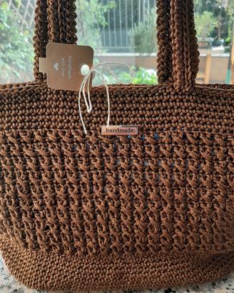 borsa donna handmade  con cordino colore marrone