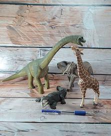 Lotto 4 Animali Schleich Originali (Dinosauro, Gir