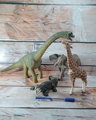 Lotto 4 Animali Schleich Originali (Dinosauro, Gir