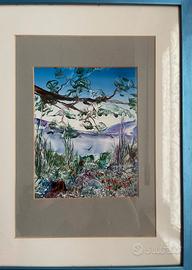 Dipinto paesaggio naturalistico su Carta lucida