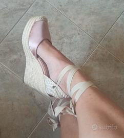 Espadrillas con zeppa rosa antico