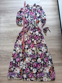 Abito lungo fantasia floreale, tg. S