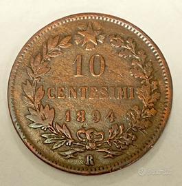 Umberto I, 10 centesimi 1894 Roma raro