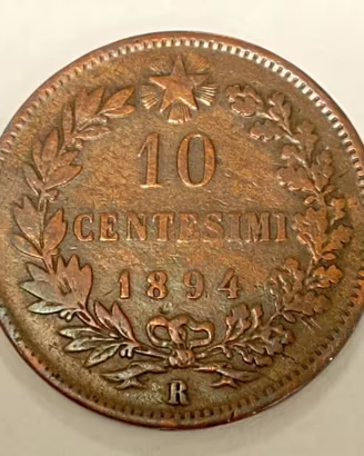 Umberto I, 10 centesimi 1894 Roma raro