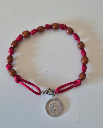 braccialetto corda rossa leno. volto Gesù 
