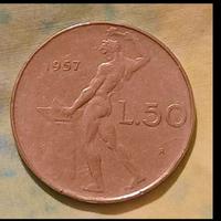 Moneta da 50 lire Vulcano del 1957 Italia 