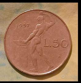 Moneta da 50 lire Vulcano del 1957 Italia 