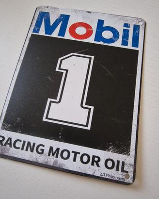 Targa in metallo Mobil 1 Racing Motor Oil vintage 