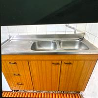 Lavello cucina doppia vasca in acciaio con mobile