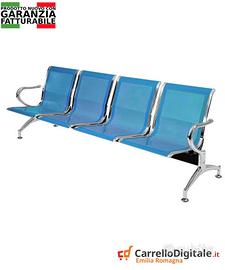 panca da attesa in acciaio colore blu 4 posti