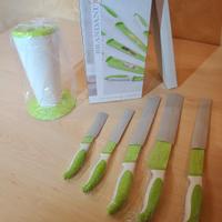 Ceppo bicolore con 5 coltelli cucina  Brandani