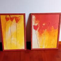 Coppia di quadri dipinti a mano su compensato 